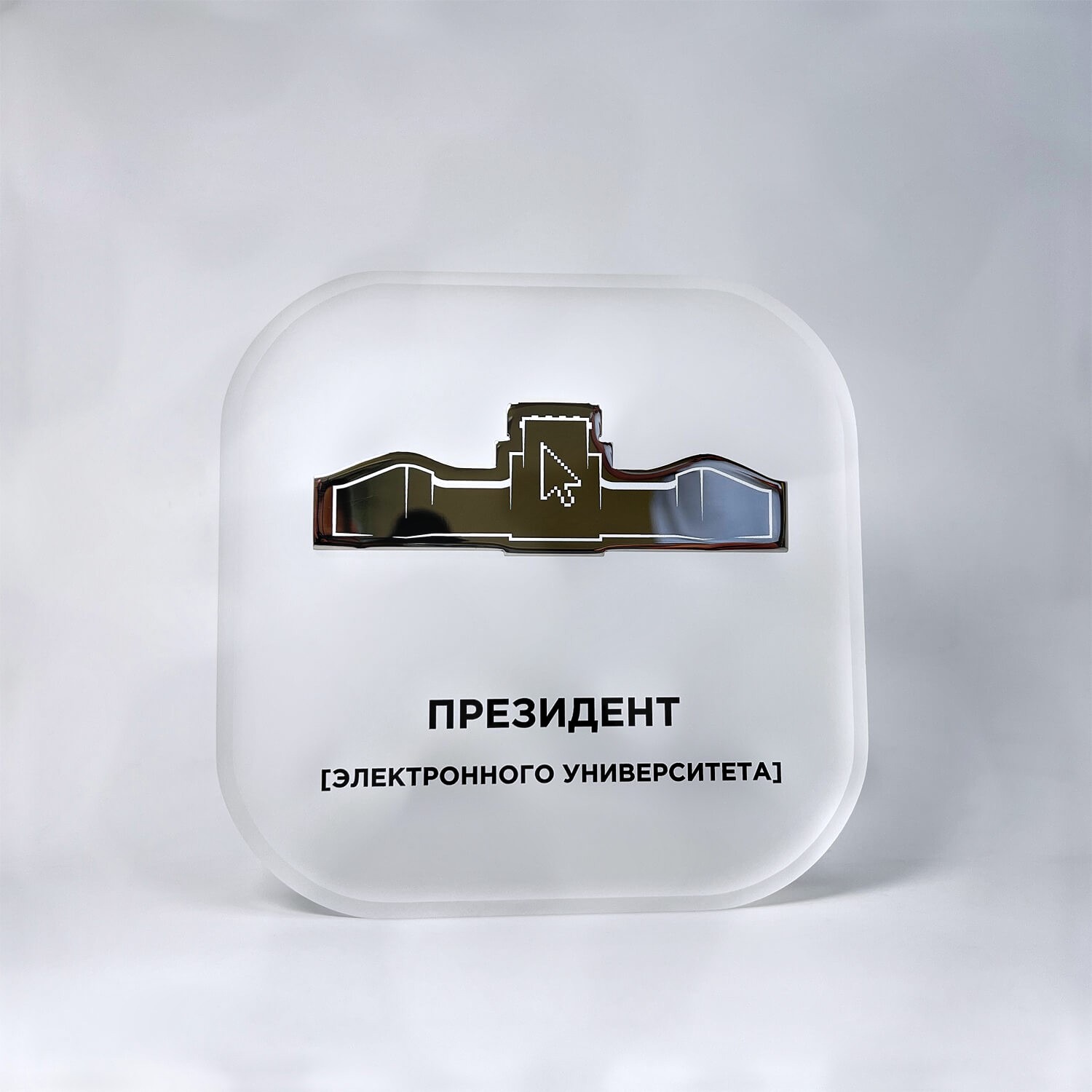 Награда из матового стекла и стали "Президент электронного университета"